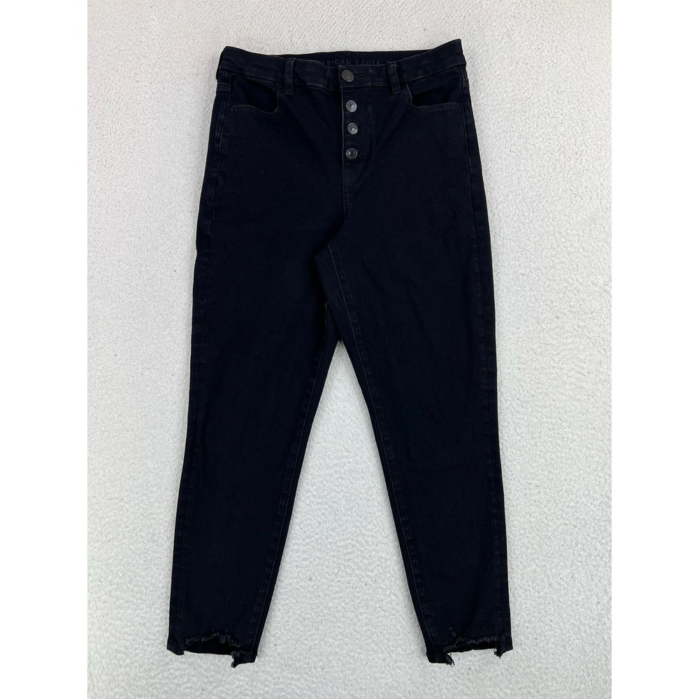 American Eagle Curvy Hi-Rise Jegging Crop Jeans Womens 10 Black Stretch
